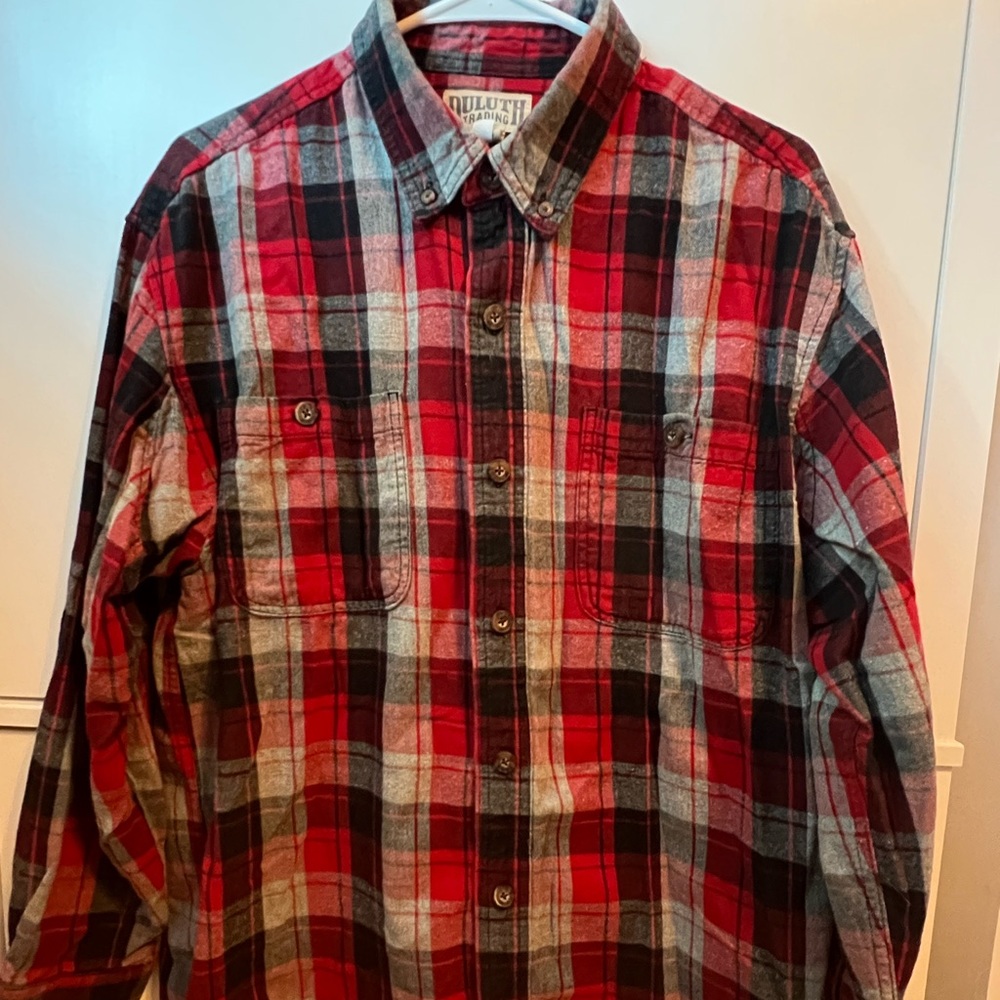 Men’s large plaid flannel Duluth Trading Company shirt